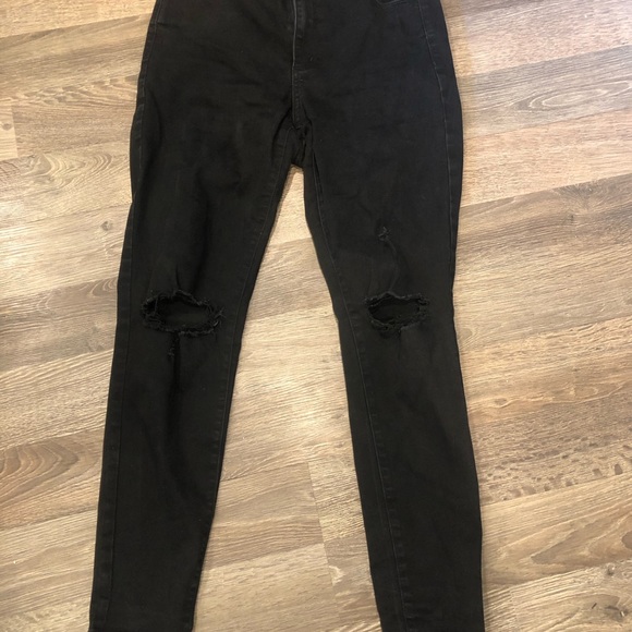 Black Garage Destructed High Rise Jeggings - Picture 2 of 4